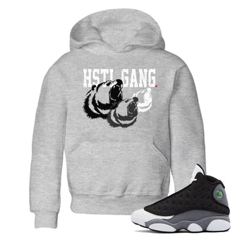 Air Jordan 13 Black Flint Sneaker Match Tees Hustle Gang Sneaker Tees AJ13 Black Flint Sneaker Release Tees Kids Shirts Heather Grey 1