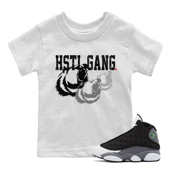 Air Jordan 13 Black Flint Sneaker Match Tees Hustle Gang Sneaker Tees AJ13 Black Flint Sneaker Release Tees Kids Shirts White 1