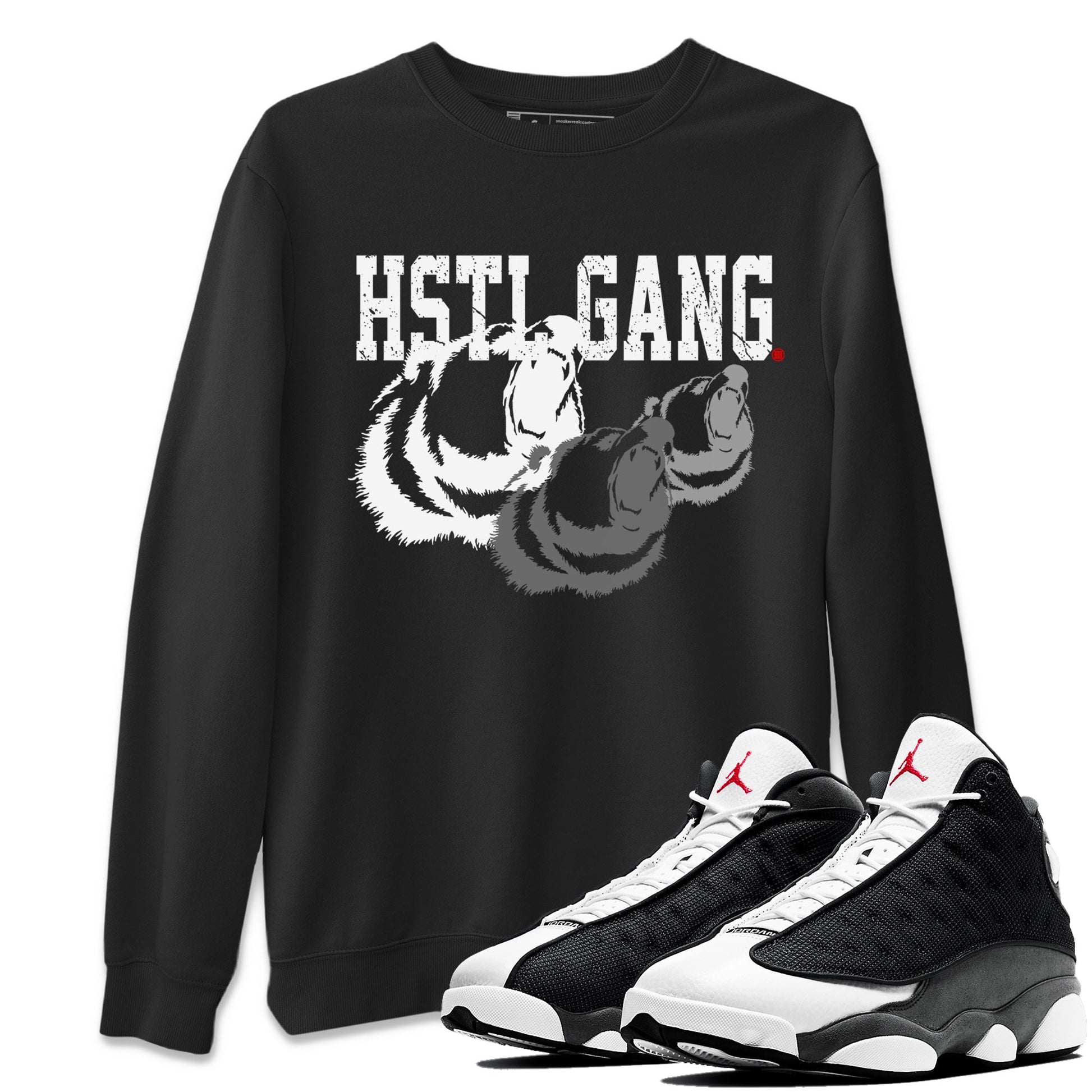 Air Jordan 13 Black Flint Sneaker Match Tees Hustle Gang Sneaker Tees AJ13 Black Flint Sneaker Release Tees Unisex Shirts Black 1