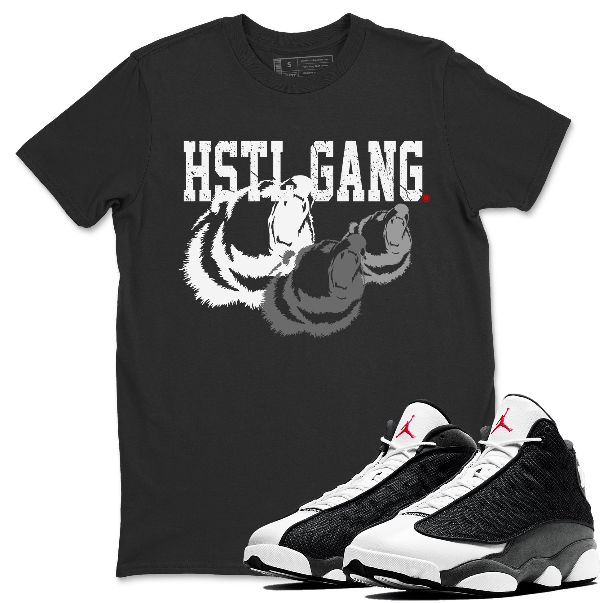 Air Jordan 13 Black Flint Sneaker Match Tees Hustle Gang Sneaker Tees AJ13 Black Flint Sneaker Release Tees Unisex Shirts Black 1