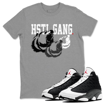 Air Jordan 13 Black Flint Sneaker Match Tees Hustle Gang Sneaker Tees AJ13 Black Flint Sneaker Release Tees Unisex Shirts Heather Grey 1
