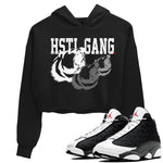 Air Jordan 13 Black Flint Sneaker Match Tees Hustle Gang Sneaker Tees AJ13 Black Flint Sneaker Release Tees Women's Shirts Black 1