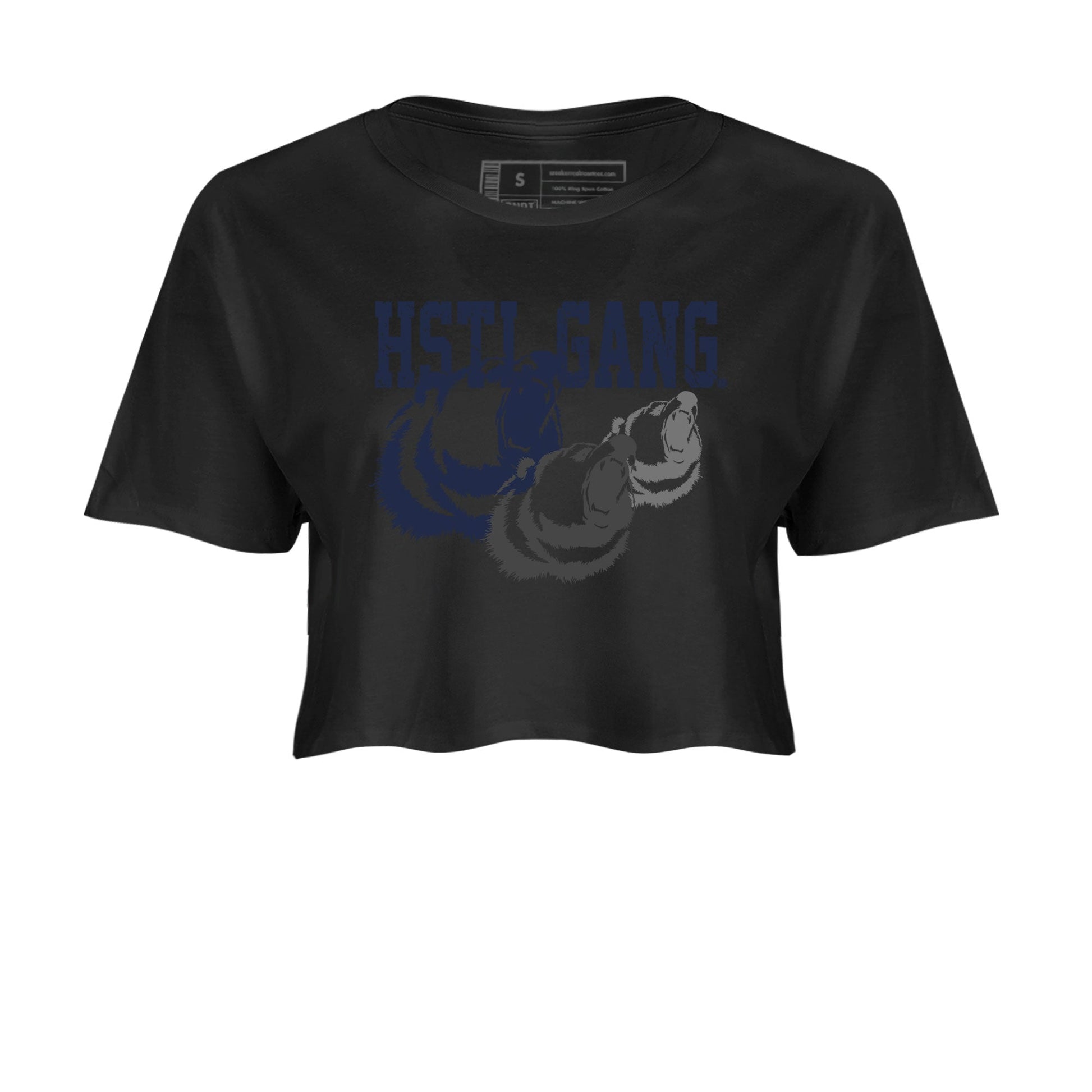Midnight Navy 5s shirt to match jordans Hustle Gang sneaker tees Air Jordan 5 Retro Midnight Navy SNRT Sneaker Release Tees Black 2 Crop T-Shirt