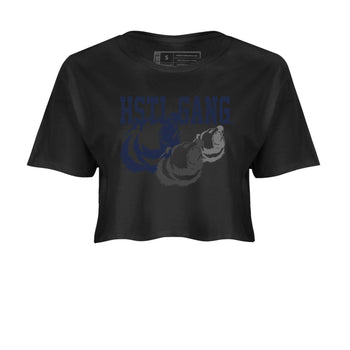 Midnight Navy 5s shirt to match jordans Hustle Gang sneaker tees Air Jordan 5 Retro Midnight Navy SNRT Sneaker Release Tees Black 2 Crop T-Shirt