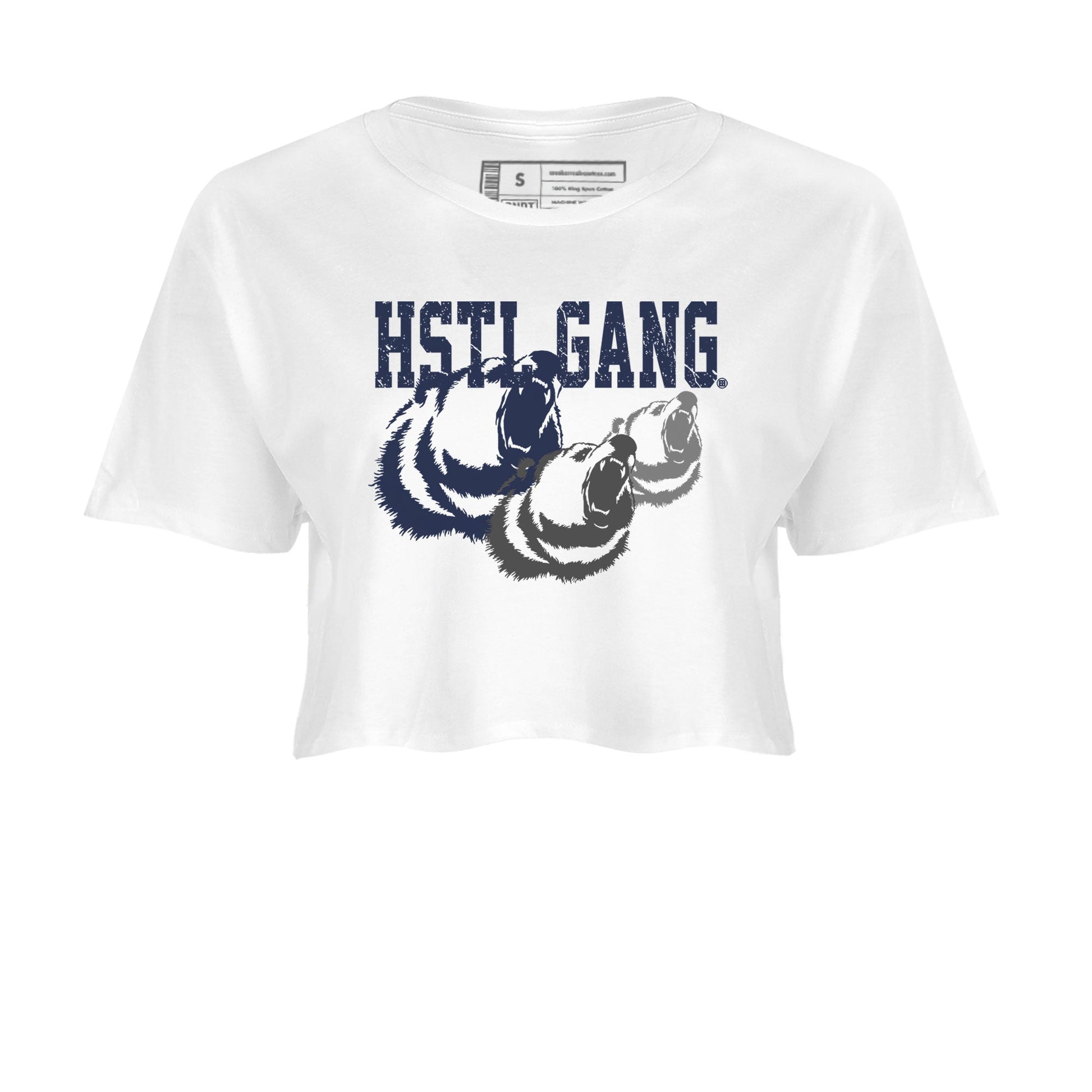 Midnight Navy 5s shirt to match jordans Hustle Gang sneaker tees Air Jordan 5 Retro Midnight Navy SNRT Sneaker Release Tees White 2 Crop T-Shirt