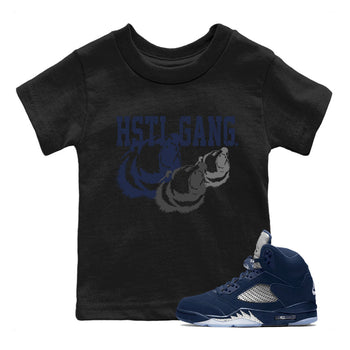 Midnight Navy 5s shirt to match jordans Hustle Gang sneaker tees Air Jordan 5 Retro Midnight Navy SNRT Sneaker Release Tees Baby Toddler Black 1 T-Shirt