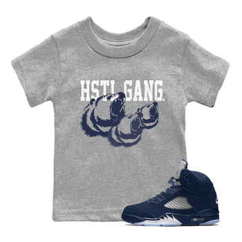 Midnight Navy 5s shirt to match jordans Hustle Gang sneaker tees Air Jordan 5 Retro Midnight Navy SNRT Sneaker Release Tees Baby Toddler Heather Grey 1 T-Shirt