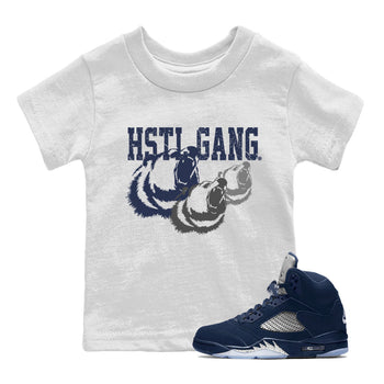 Midnight Navy 5s shirt to match jordans Hustle Gang sneaker tees Air Jordan 5 Retro Midnight Navy SNRT Sneaker Release Tees Baby Toddler White 1 T-Shirt