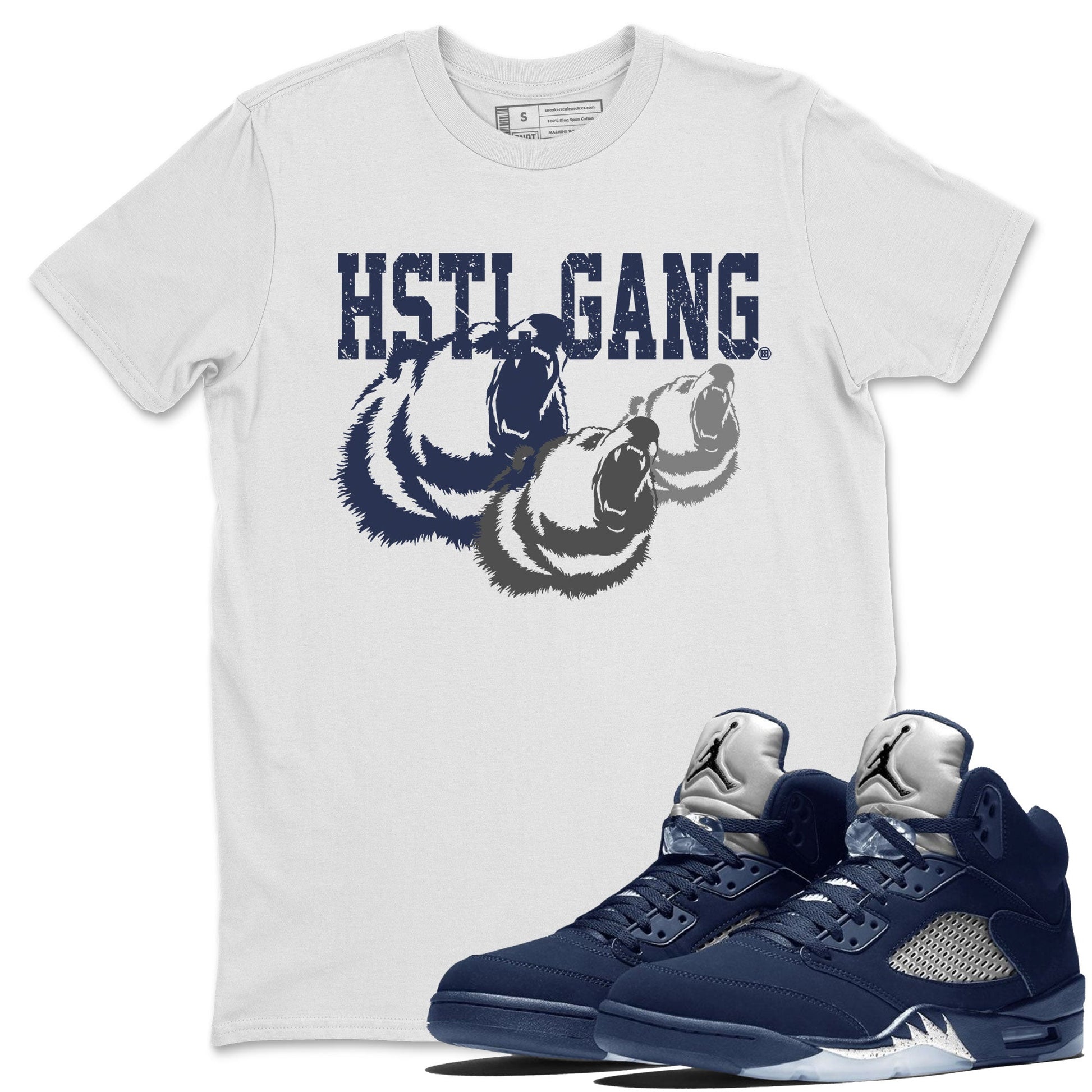 Midnight Navy 5s shirt to match jordans Hustle Gang sneaker tees Air Jordan 5 Retro Midnight Navy SNRT Sneaker Release Tees Unisex White 1 T-Shirt