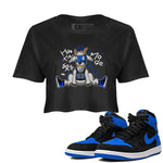 Jordan 1 Retro High OG Royal Reimagined shirt to match jordans Hustle Goat sneaker tees Air Jordan 1 Royal Reimagined SNRT Sneaker Tees Black 1 Crop T-Shirt