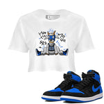 Jordan 1 Retro High OG Royal Reimagined shirt to match jordans Hustle Goat sneaker tees Air Jordan 1 Royal Reimagined SNRT Sneaker Tees White 1 Crop T-Shirt