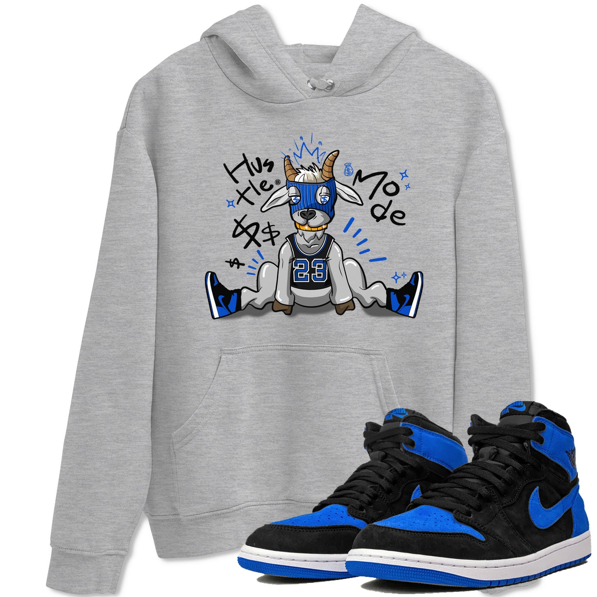 Jordan 1 Retro High OG Royal Reimagined shirt to match jordans Hustle Goat sneaker tees Air Jordan 1 Royal Reimagined SNRT Sneaker Tees Unisex Sneaker Matching Clothes Heather Grey 1 T-Shirt