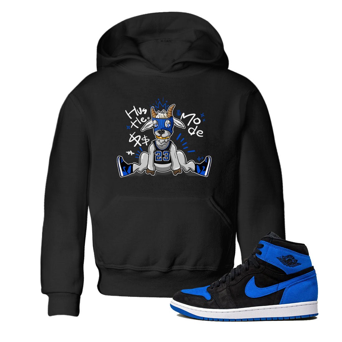 Jordan 1 Retro High OG Royal Reimagined shirt to match jordans Hustle Goat sneaker tees Air Jordan 1 Royal Reimagined SNRT Sneaker Tees Baby Toddler Sneaker Matching Shirt Black 1 T-Shirt
