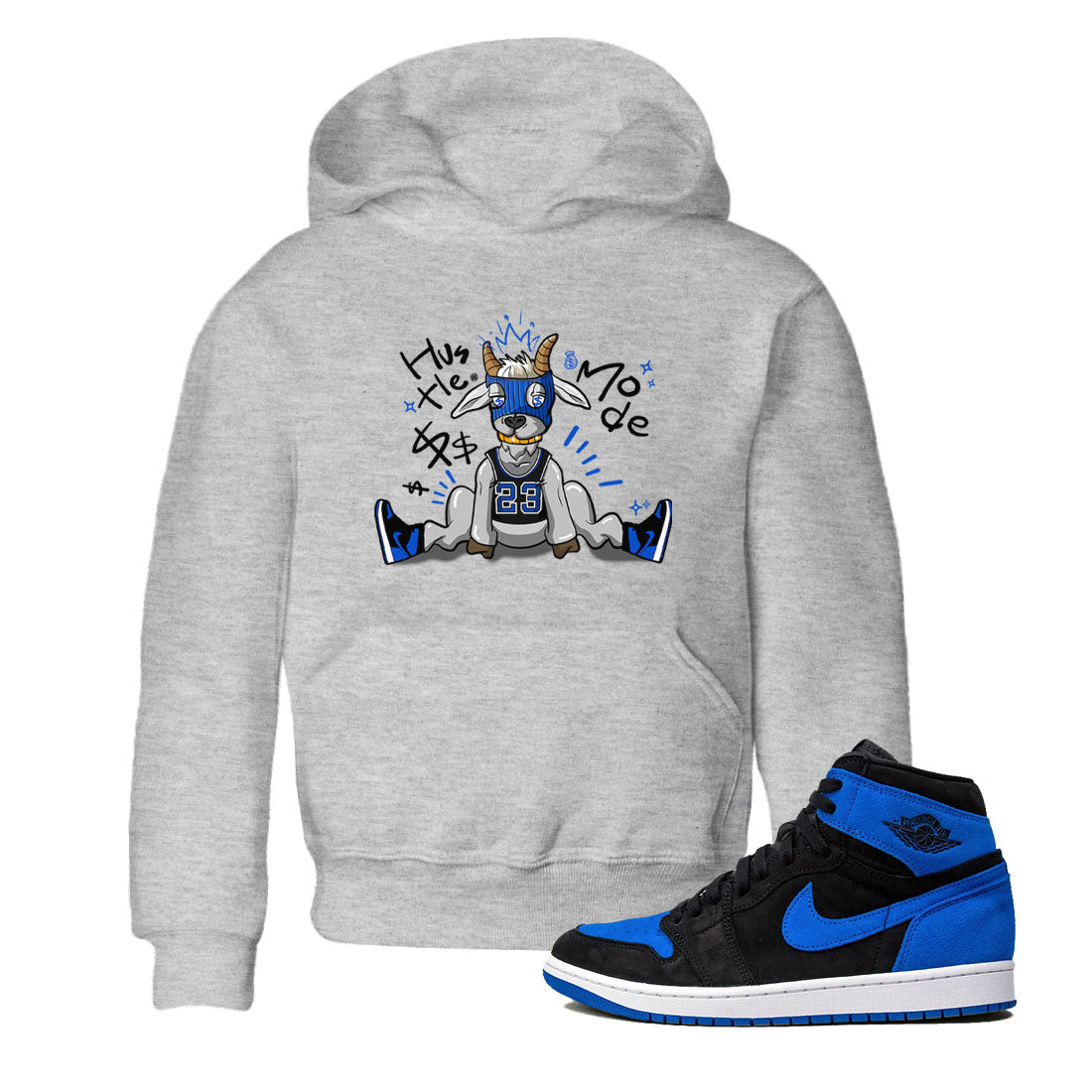 Jordan 1 Retro High OG Royal Reimagined shirt to match jordans Hustle Goat sneaker tees Air Jordan 1 Royal Reimagined SNRT Sneaker Tees Baby Toddler Sneaker Matching Shirt Heather Grey 1 T-Shirt
