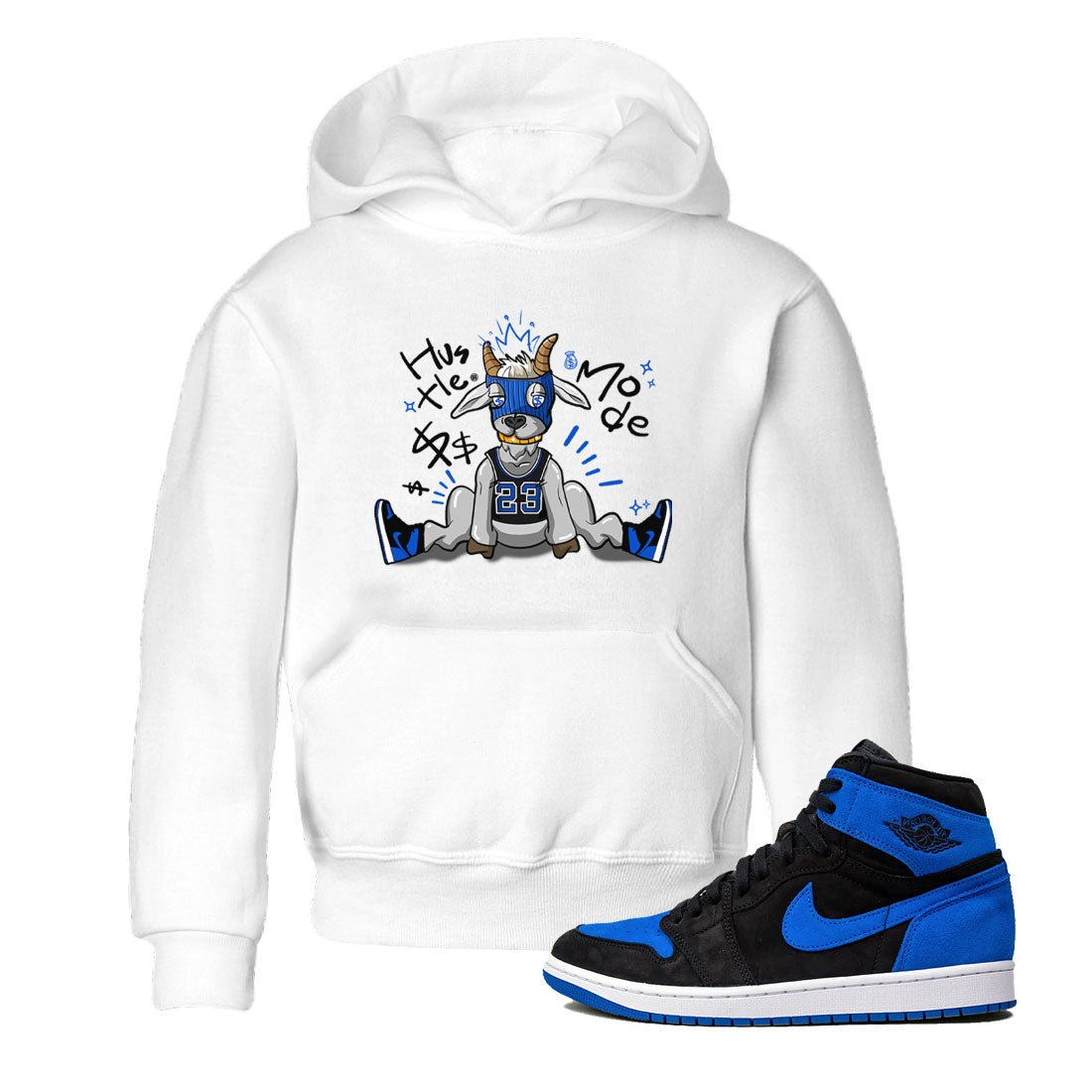 Jordan 1 Retro High OG Royal Reimagined shirt to match jordans Hustle Goat sneaker tees Air Jordan 1 Royal Reimagined SNRT Sneaker Tees Baby Toddler Sneaker Matching Shirt White 1 T-Shirt
