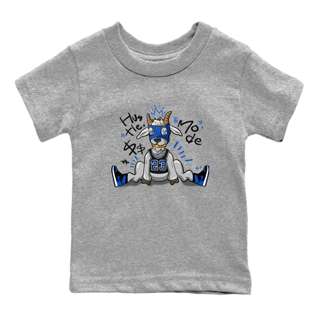 Jordan 1 Retro High OG Royal Reimagined shirt to match jordans Hustle Goat sneaker tees Air Jordan 1 Royal Reimagined SNRT Sneaker Tees Baby Toddler Sneaker Matching Shirt Heather Grey 2 T-Shirt