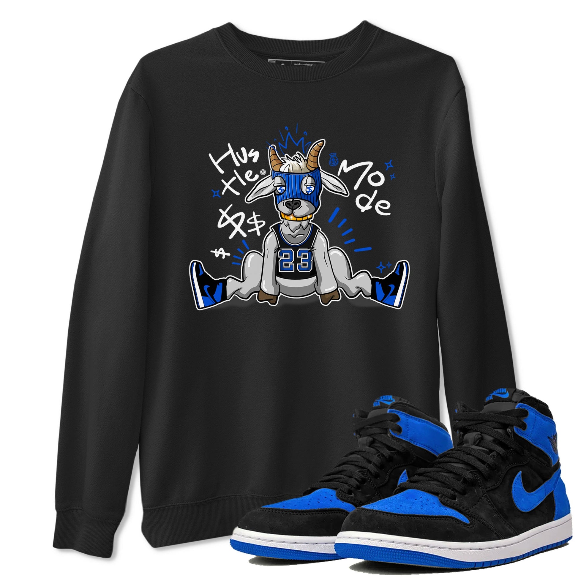 Jordan 1 Retro High OG Royal Reimagined shirt to match jordans Hustle Goat sneaker tees Air Jordan 1 Royal Reimagined SNRT Sneaker Tees Unisex Sneaker Matching Clothes Black 1 T-Shirt
