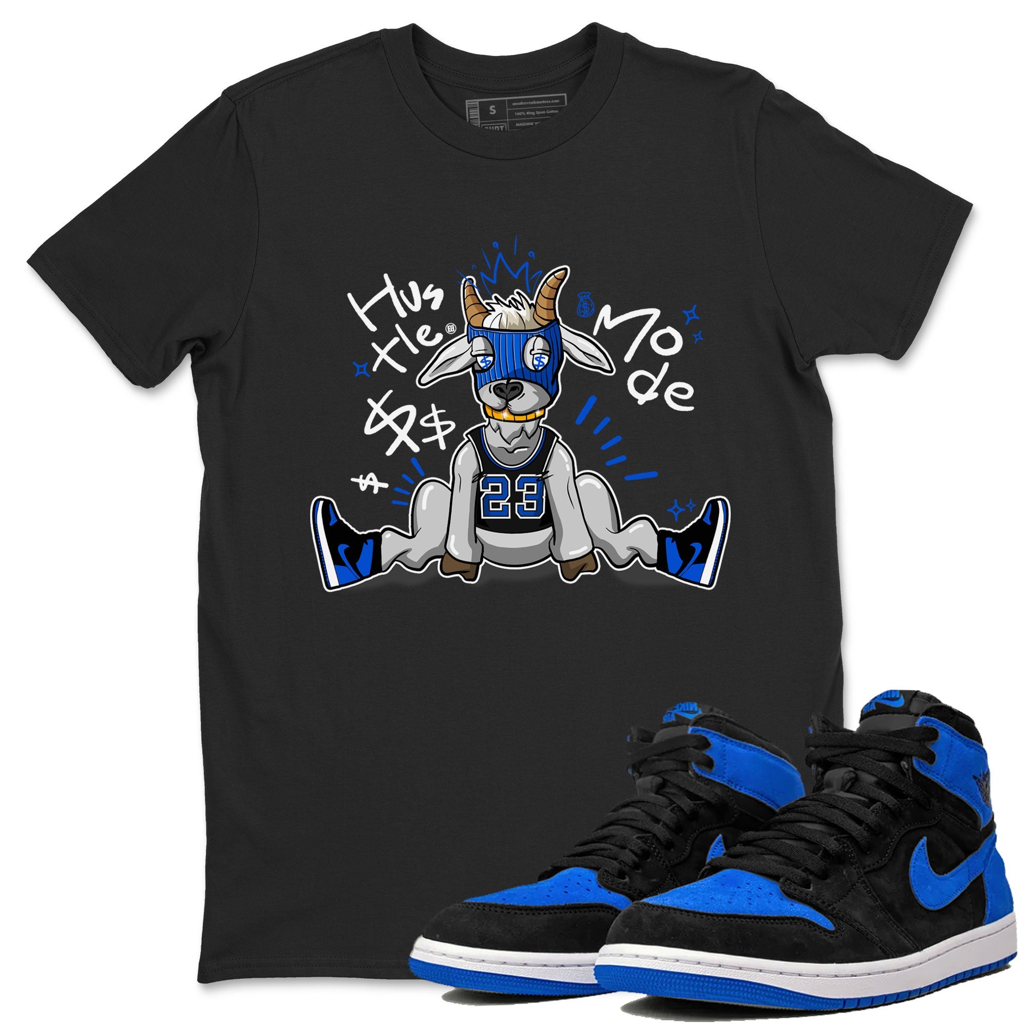 Jordan 1 Retro High OG Royal Reimagined shirt to match jordans Hustle Goat sneaker tees Air Jordan 1 Royal Reimagined SNRT Sneaker Tees Unisex Sneaker Matching Clothes Black 1 T-Shirt