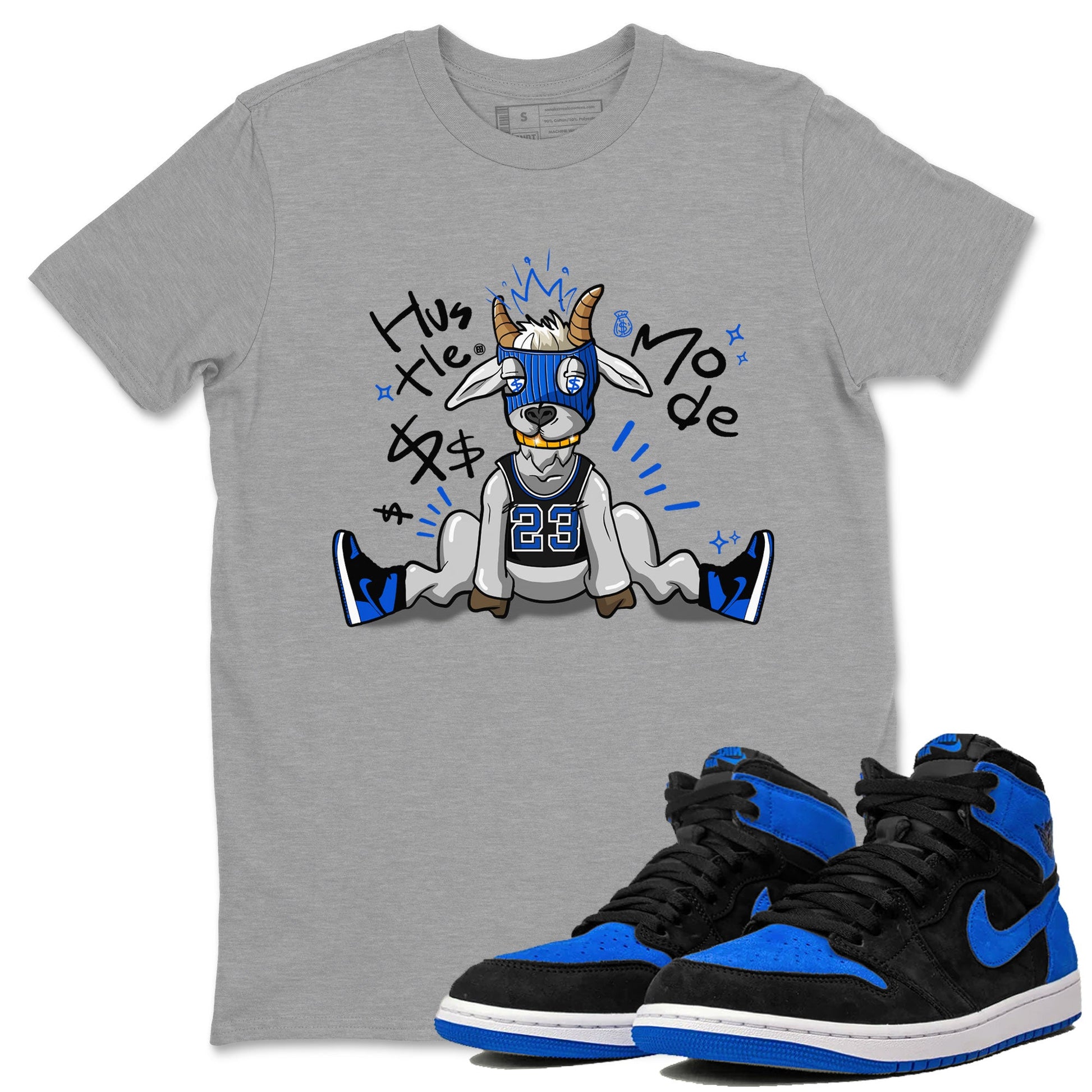 Jordan 1 Retro High OG Royal Reimagined shirt to match jordans Hustle Goat sneaker tees Air Jordan 1 Royal Reimagined SNRT Sneaker Tees Unisex Sneaker Matching Clothes Heather Grey 1 T-Shirt