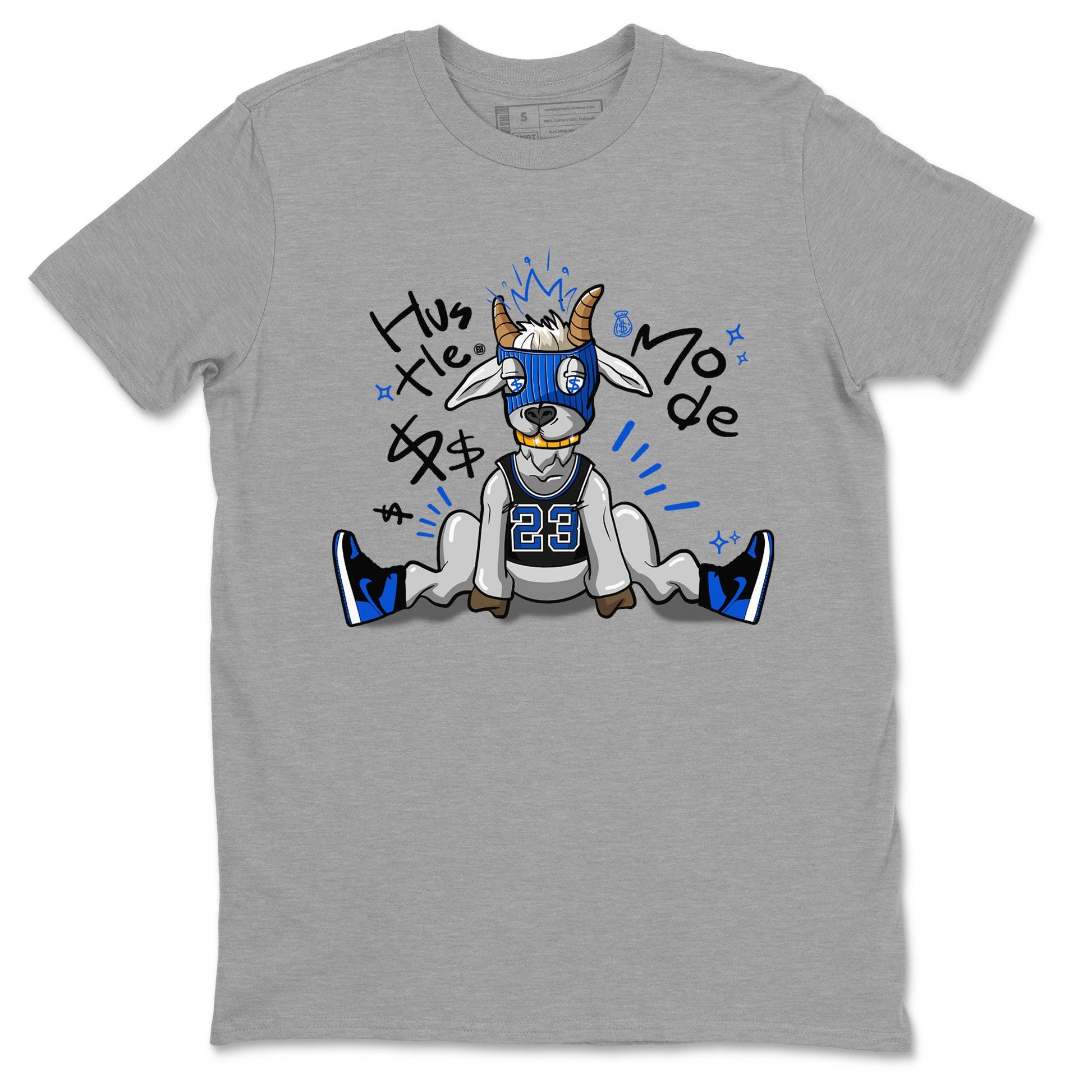 Jordan 1 Retro High OG Royal Reimagined shirt to match jordans Hustle Goat sneaker tees Air Jordan 1 Royal Reimagined SNRT Sneaker Tees Unisex Sneaker Matching Clothes Heather Grey 2 T-Shirt