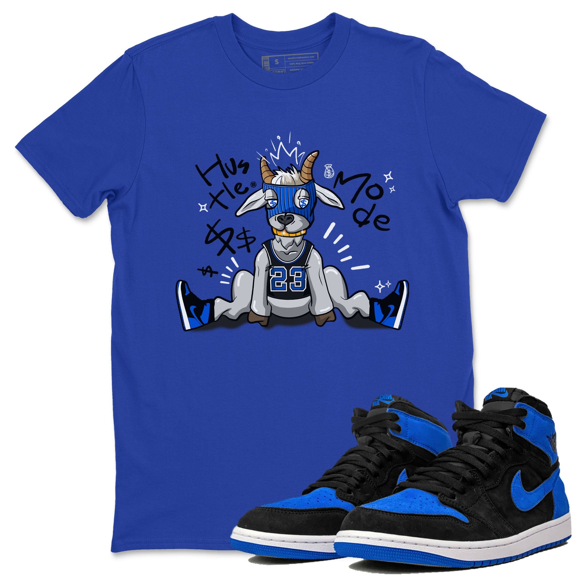 Jordan 1 Retro High OG Royal Reimagined shirt to match jordans Hustle Goat sneaker tees Air Jordan 1 Royal Reimagined SNRT Sneaker Tees Unisex Sneaker Matching Clothes Royal Blue 1 T-Shirt