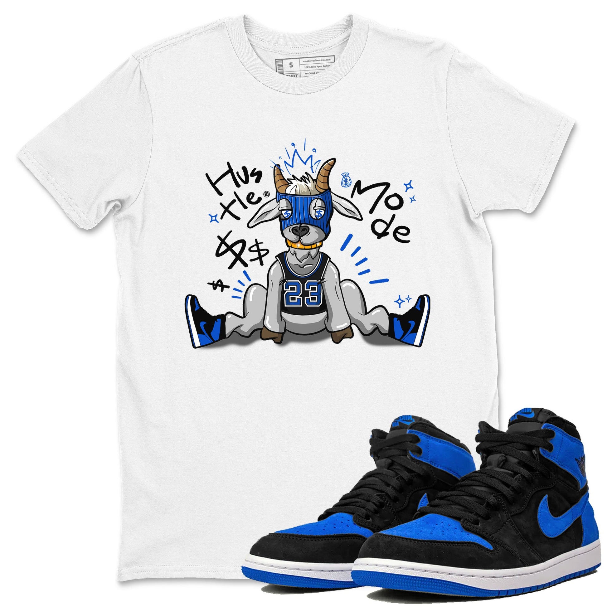 Jordan 1 Retro High OG Royal Reimagined shirt to match jordans Hustle Goat sneaker tees Air Jordan 1 Royal Reimagined SNRT Sneaker Tees Unisex Sneaker Matching Clothes White 1 T-Shirt