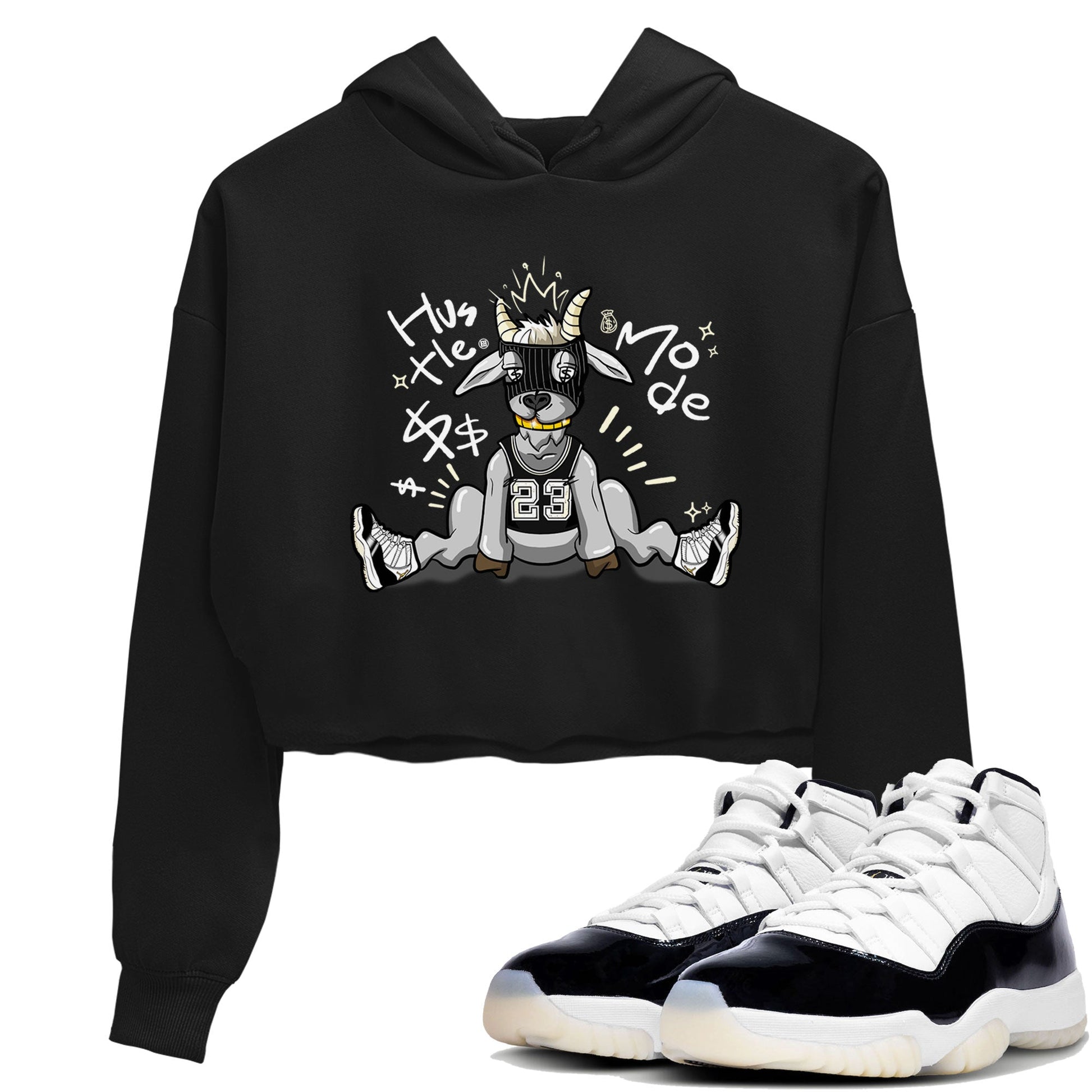 Air Jordan 11 Retro Gratitude shirt to match jordans Hustle Goat sneaker match tees Air Jordan 11 Gratitude SNRT Sneaker Release Tees Black 1 Crop T-Shirt