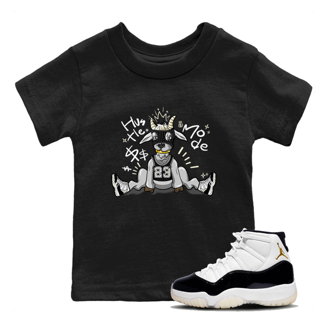 Air Jordan 11 Retro Gratitude shirt to match jordans Hustle Goat sneaker match tees Air Jordan 11 Gratitude SNRT Sneaker Release Tees Baby Toddler Black 1 T-Shirt