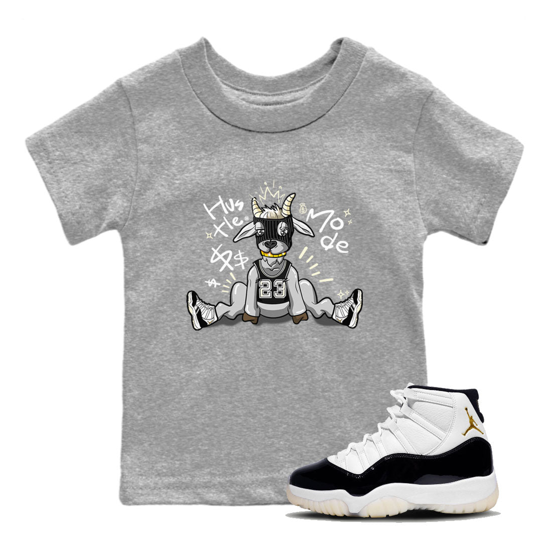 Air Jordan 11 Retro Gratitude shirt to match jordans Hustle Goat sneaker match tees Air Jordan 11 Gratitude SNRT Sneaker Release Tees Baby Toddler Heather Grey 1 T-Shirt