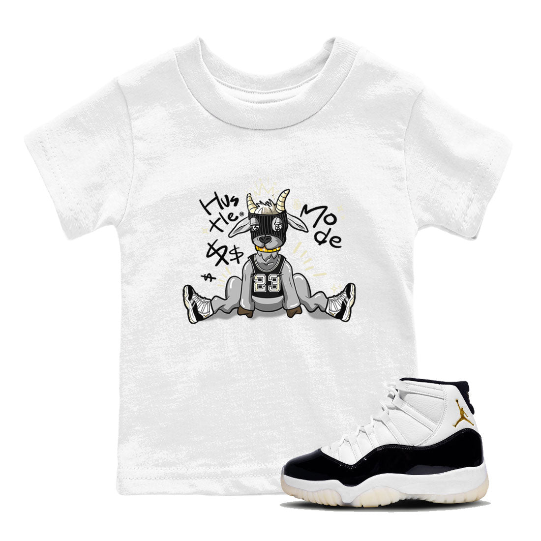 Air Jordan 11 Retro Gratitude shirt to match jordans Hustle Goat sneaker match tees Air Jordan 11 Gratitude SNRT Sneaker Release Tees Baby Toddler White 1 T-Shirt