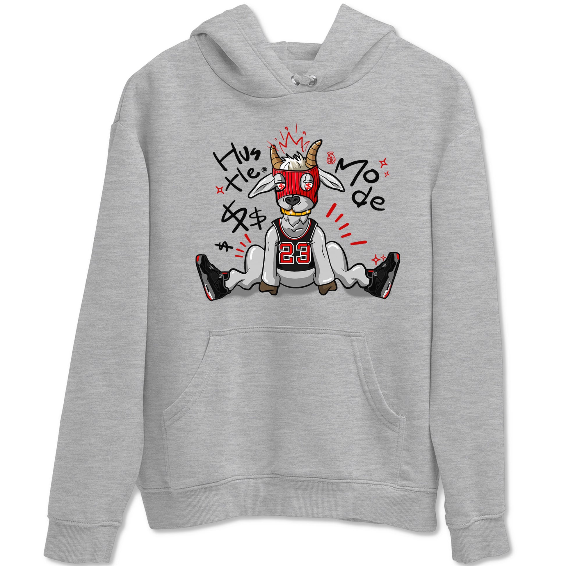 AJ4 Bred Reimagined shirt to match jordans Hustle Goat sneaker tees streetwear brand Air Jordan 4 Bred Reimagined SNRT Sneaker Release Tees unisex cotton Heather Grey 2 crew neck shirt