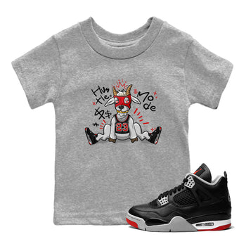 AJ4 Bred Reimagined shirt to match jordans Hustle Goat sneaker tees streetwear brand Air Jordan 4 Bred Reimagined SNRT sneaker release tees baby toddler Heather Grey 1 cotton Shirt