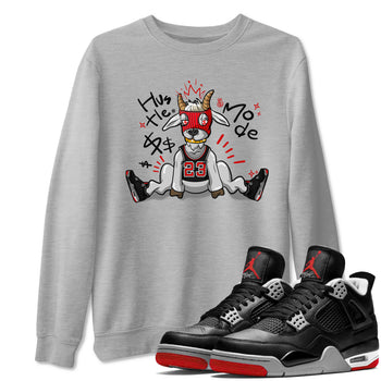 AJ4 Bred Reimagined shirt to match jordans Hustle Goat sneaker tees streetwear brand Air Jordan 4 Bred Reimagined SNRT Sneaker Release Tees unisex cotton Heather Grey 1 crew neck shirt