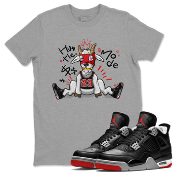 AJ4 Bred Reimagined shirt to match jordans Hustle Goat sneaker tees streetwear brand Air Jordan 4 Bred Reimagined SNRT Sneaker Release Tees unisex cotton Heather Grey 1 crew neck shirt