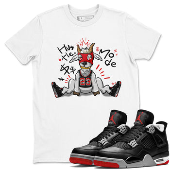 AJ4 Bred Reimagined shirt to match jordans Hustle Goat sneaker tees streetwear brand Air Jordan 4 Bred Reimagined SNRT Sneaker Release Tees unisex cotton White 1 crew neck shirt