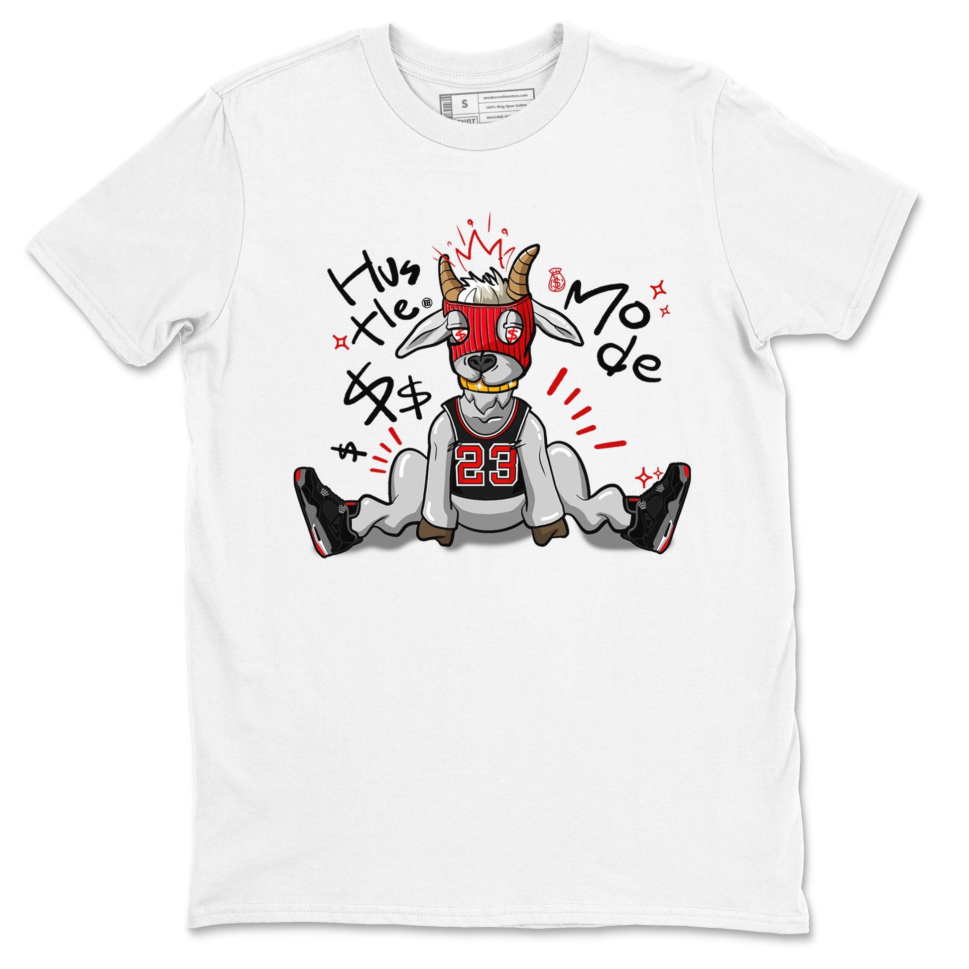 AJ4 Bred Reimagined shirt to match jordans Hustle Goat sneaker tees streetwear brand Air Jordan 4 Bred Reimagined SNRT Sneaker Release Tees unisex cotton White 2 crew neck shirt