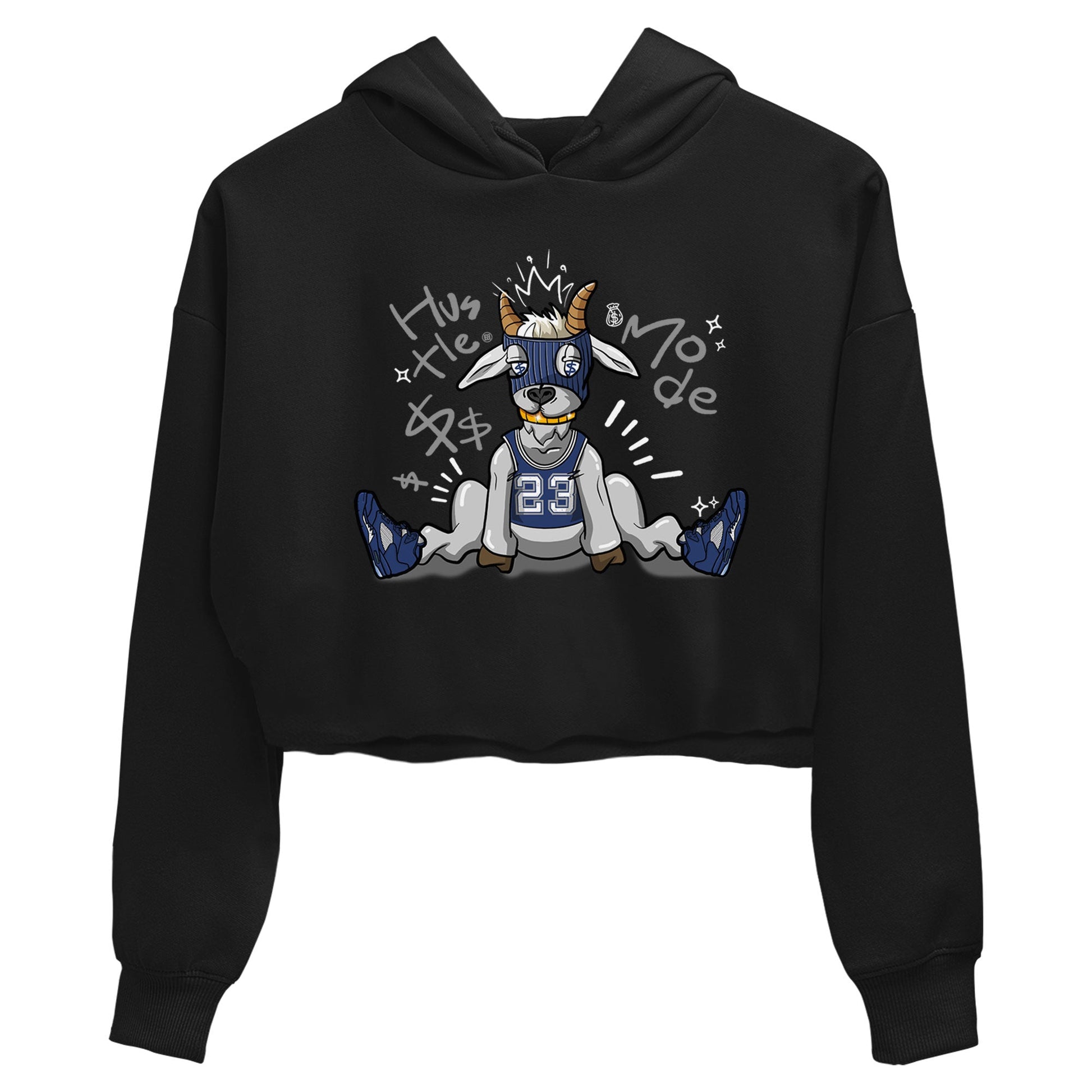 Jordan 5 Retro Midnight Navy shirt to match jordans Navy Hustle Goat sneaker tees Air Jordan 5 Georgetown 5s Navy SNRT Sneaker Tees Black 2 Crop T-Shirt