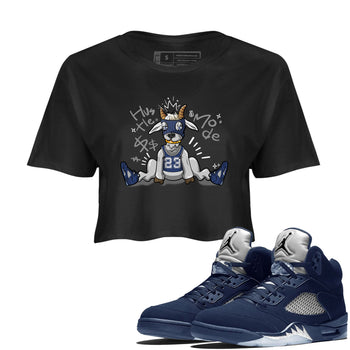 Jordan 5 Retro Midnight Navy shirt to match jordans Navy Hustle Goat sneaker tees Air Jordan 5 Georgetown 5s Navy SNRT Sneaker Tees Black 1 Crop T-Shirt