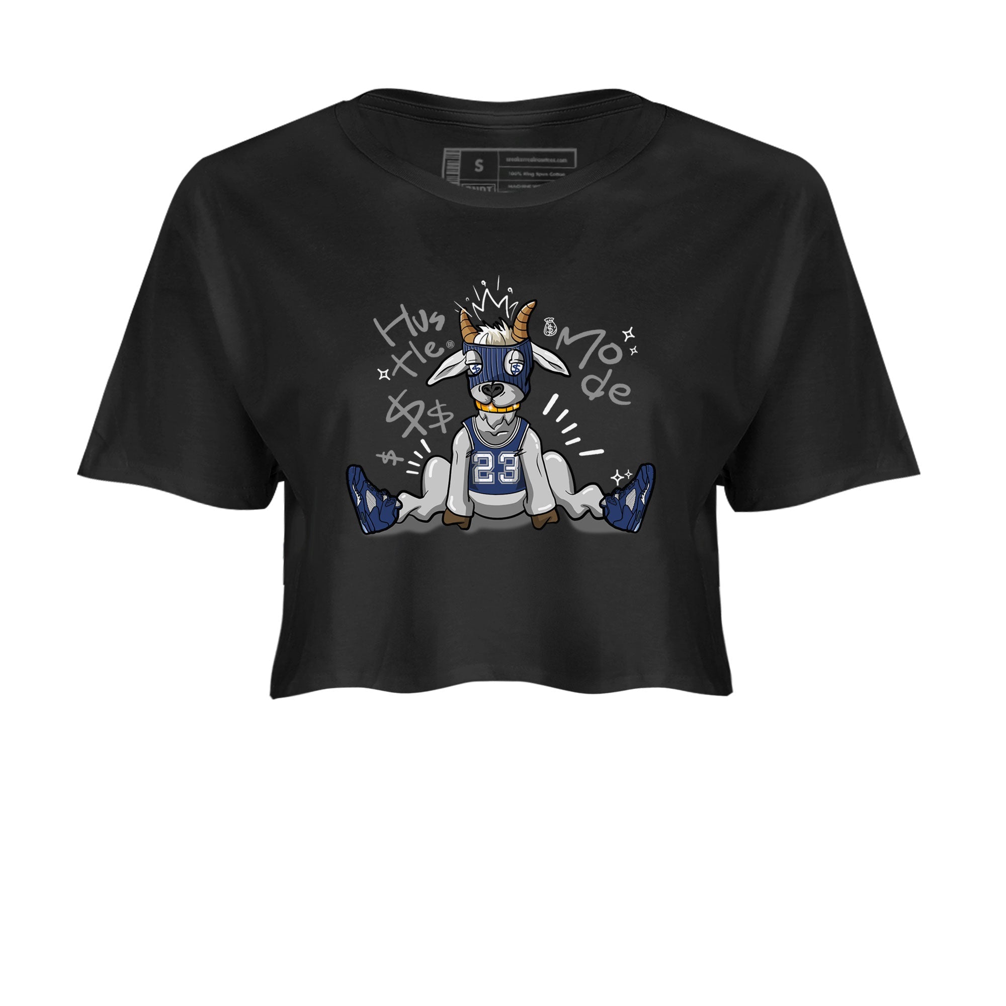 Jordan 5 Retro Midnight Navy shirt to match jordans Navy Hustle Goat sneaker tees Air Jordan 5 Georgetown 5s Navy SNRT Sneaker Tees Black 2 Crop T-Shirt