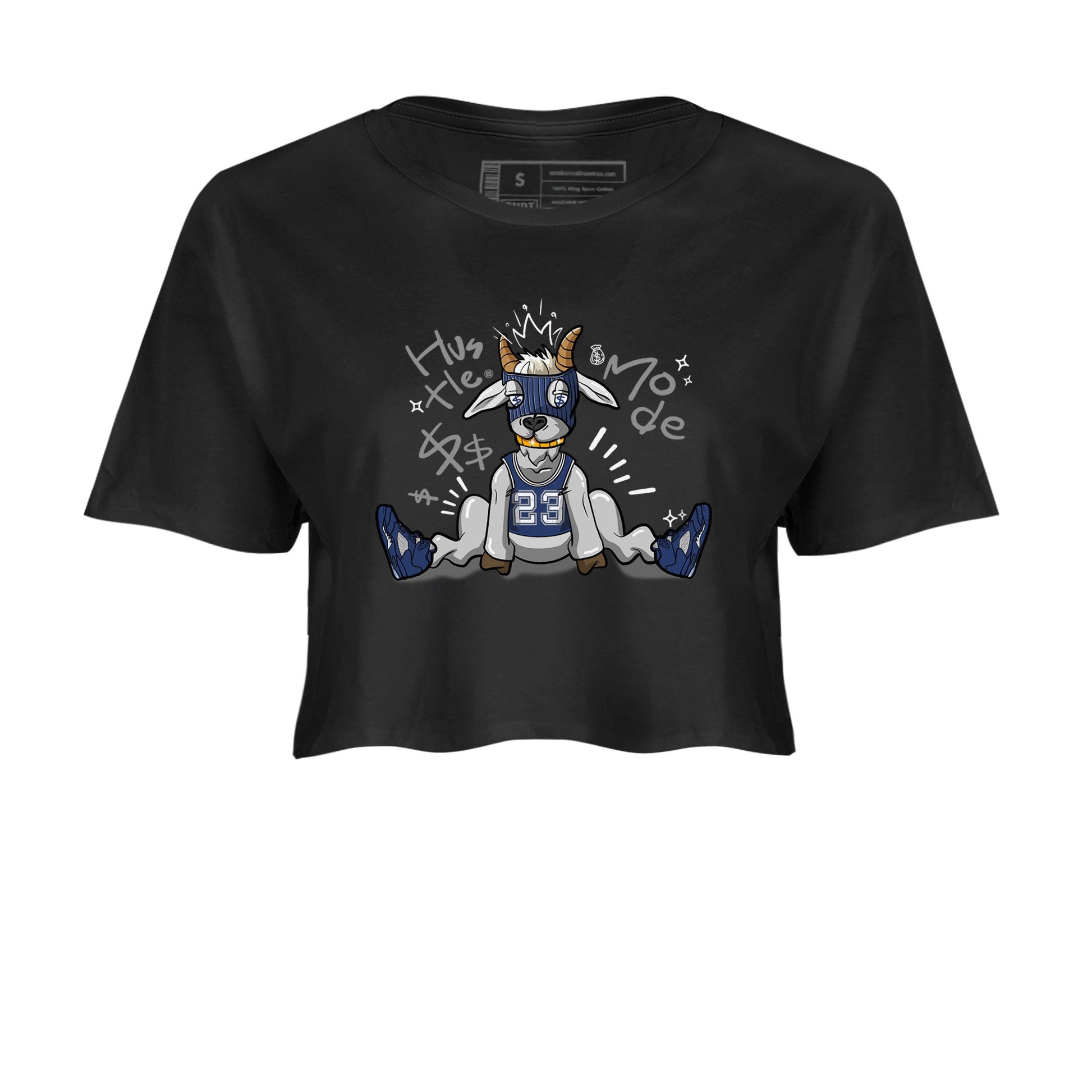 Jordan 5 Retro Midnight Navy shirt to match jordans Navy Hustle Goat sneaker tees Air Jordan 5 Georgetown 5s Navy SNRT Sneaker Tees Black 2 Crop T-Shirt