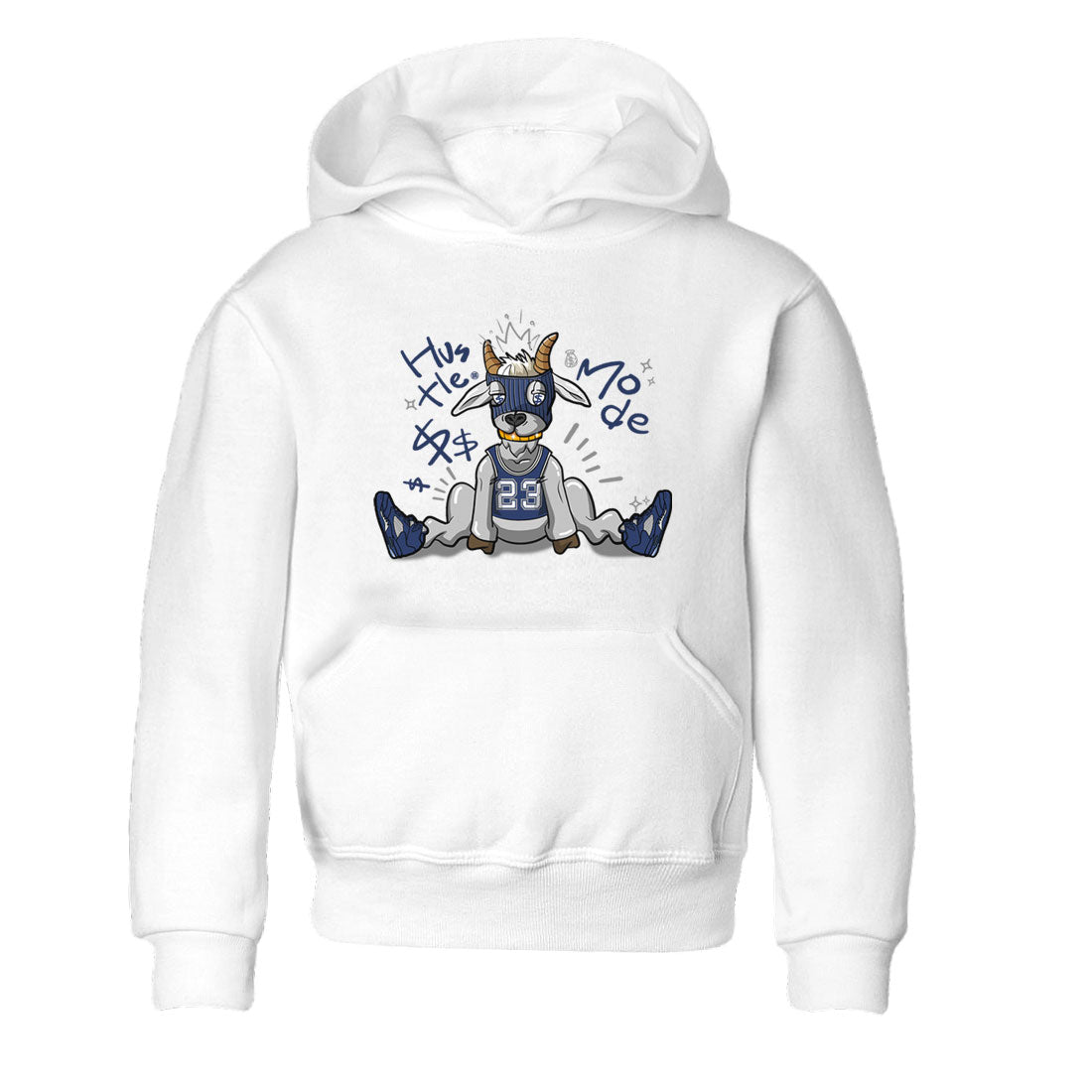 Jordan 5 Retro Midnight Navy shirt to match jordans Navy Hustle Goat sneaker tees Air Jordan 5 Georgetown 5s Navy SNRT Sneaker Tees Baby Toddler Sneaker Matching Shirt White 2 T-Shirt