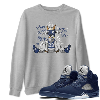 Jordan 5 Retro Midnight Navy shirt to match jordans Navy Hustle Goat sneaker tees Air Jordan 5 Georgetown 5s Navy SNRT Sneaker Tees Unisex Navy 5s Sneaker Matching Clothes Heather Grey 1 T-Shirt