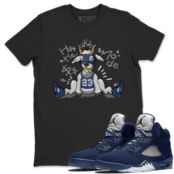 Jordan 5 Retro Midnight Navy shirt to match jordans Navy Hustle Goat sneaker tees Air Jordan 5 Georgetown 5s Navy SNRT Sneaker Tees Unisex Navy 5s Sneaker Matching Clothes Black 1 T-Shirt