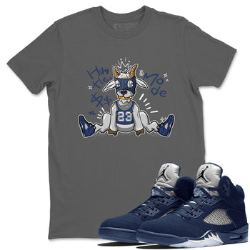 Jordan 5 Retro Midnight Navy shirt to match jordans Navy Hustle Goat sneaker tees Air Jordan 5 Georgetown 5s Navy SNRT Sneaker Tees Unisex Navy 5s Sneaker Matching Clothes Cool Grey 1 T-Shirt