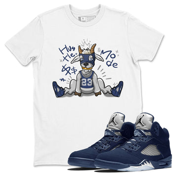 Jordan 5 Retro Midnight Navy shirt to match jordans Navy Hustle Goat sneaker tees Air Jordan 5 Georgetown 5s Navy SNRT Sneaker Tees Unisex Navy 5s Sneaker Matching Clothes White 1 T-Shirt