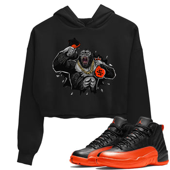 Air Jordan 12 Brilliant Orange Sneaker Match Tees Hustle Gorilla Sneaker Tees AJ12 Brilliant Orange Sneaker Release Tees Women's Shirts Black 1