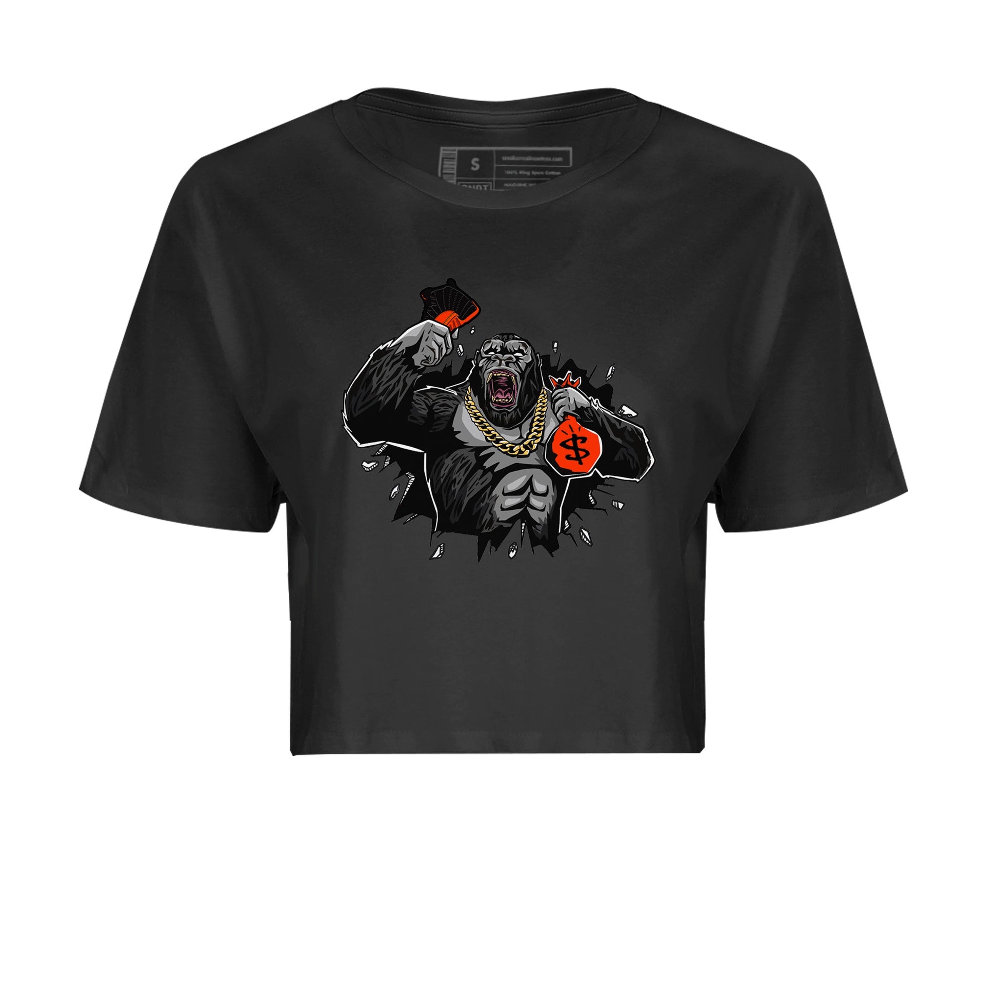 Air Jordan 12 Brilliant Orange Sneaker Match Tees Hustle Gorilla Sneaker Tees AJ12 Brilliant Orange Sneaker Release Tees Women's Shirts Black 2