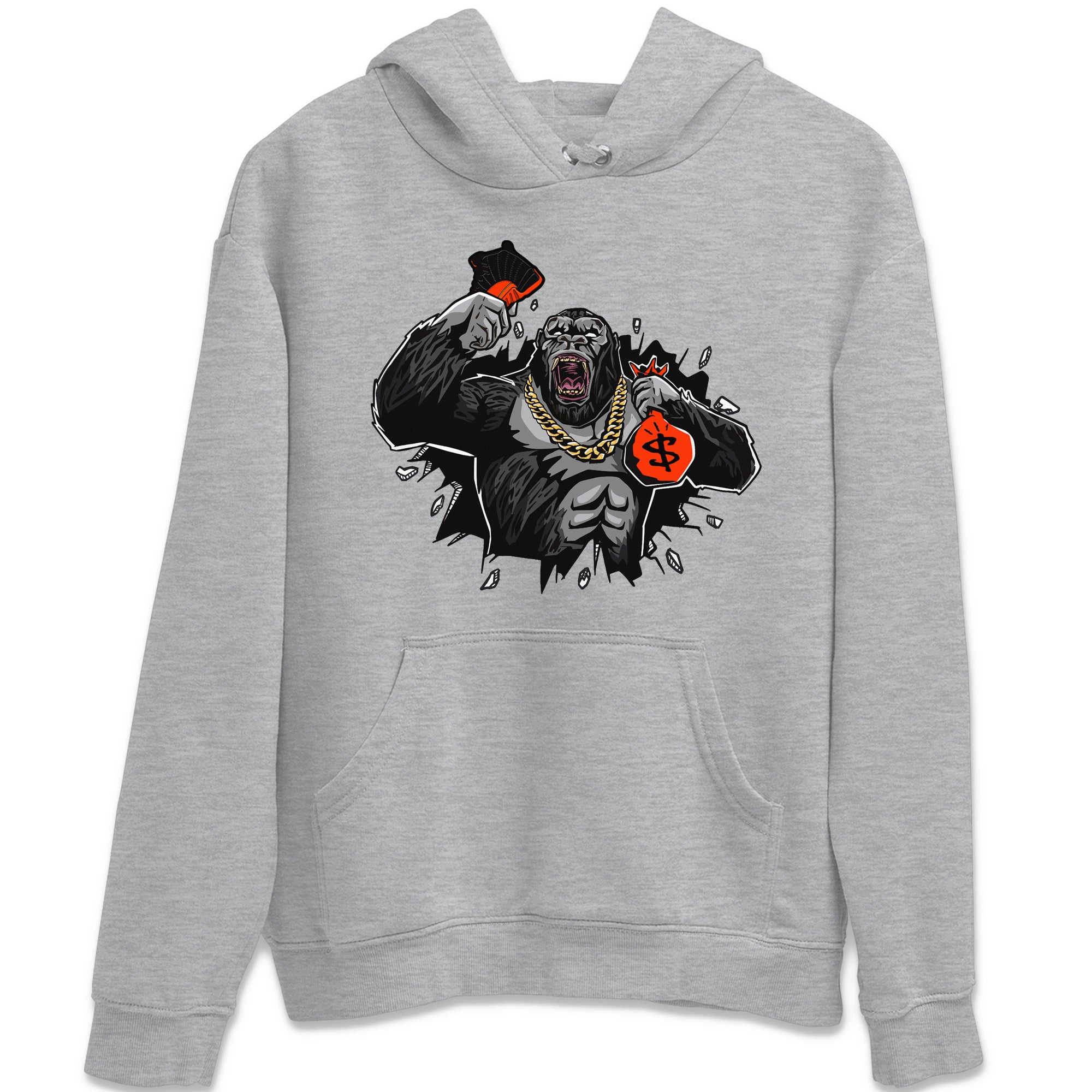 Air Jordan 12 Brilliant Orange Sneaker Match Tees Hustle Gorilla Sneaker Tees AJ12 Brilliant Orange Sneaker Release Tees Unisex Shirts Heather Grey 2