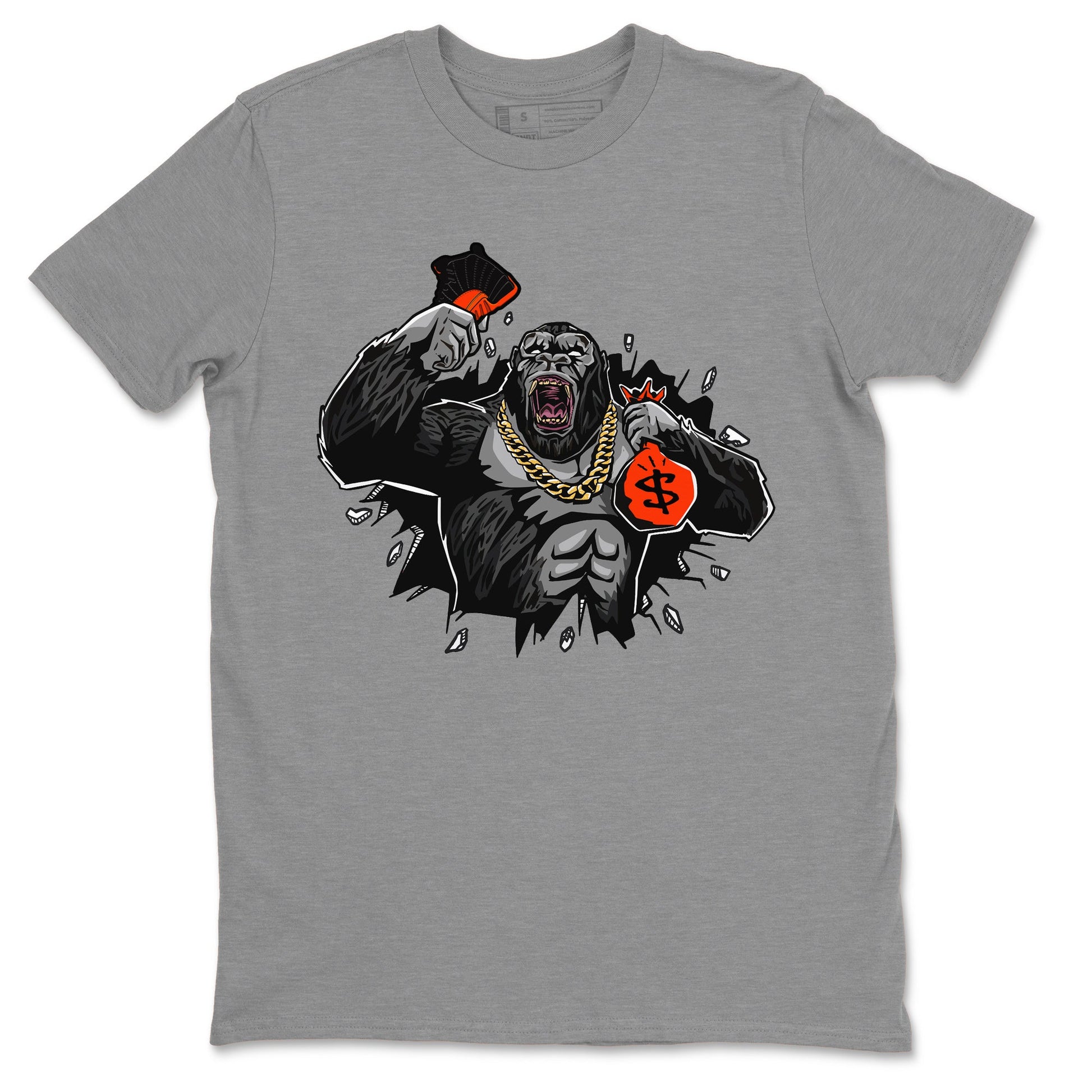 Air Jordan 12 Brilliant Orange Sneaker Match Tees Hustle Gorilla Sneaker Tees AJ12 Brilliant Orange Sneaker Release Tees Unisex Shirts Heather Grey 2