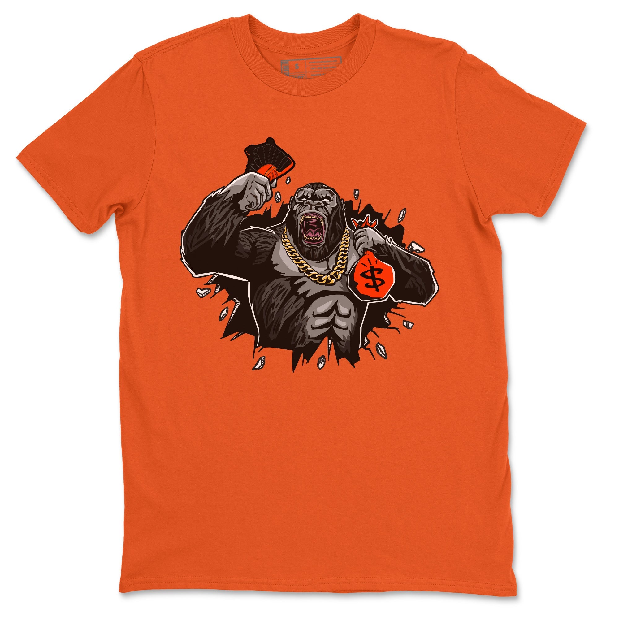 Air Jordan 12 Brilliant Orange Sneaker Match Tees Hustle Gorilla Sneaker Tees AJ12 Brilliant Orange Sneaker Release Tees Unisex Shirts Orange 2
